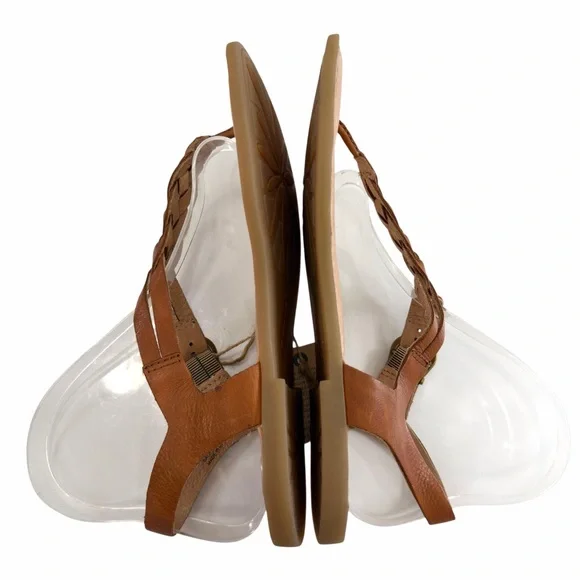 Born Lake Braided Leather Thong Strap Flat Sandals in Cognac Size 8M - Picture 7 of 16